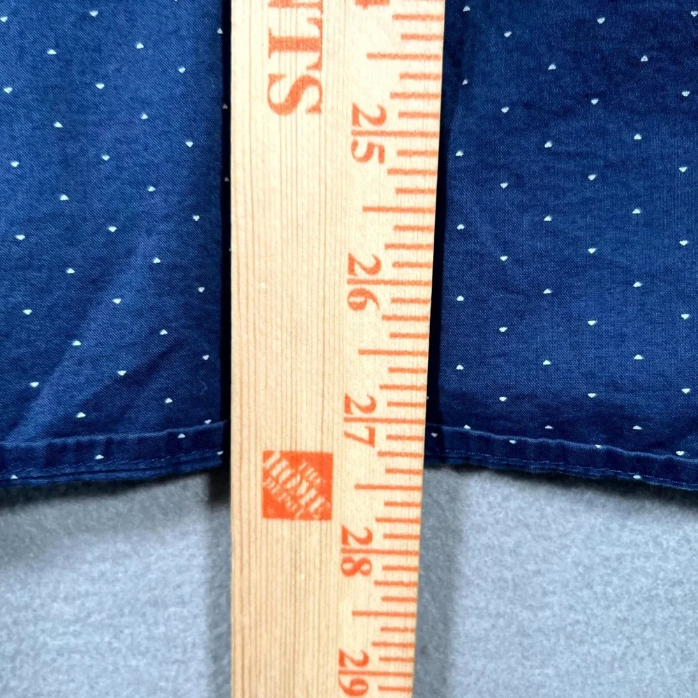 Banana Republic Untucked Fit Shirt Mens Medium Navy Blue Dotted‎ Organic Cotton